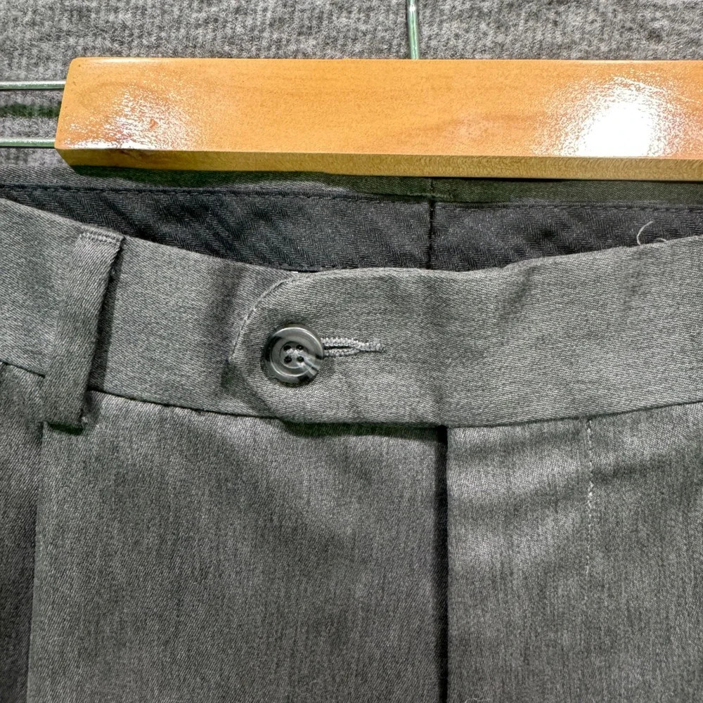 George Men's 36x34 Dress Pants Charcoal Grey Classic Pleated Recycled Polyester